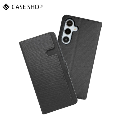 CASE SHOP Samsung S24+ 前收納側掀皮套-黑