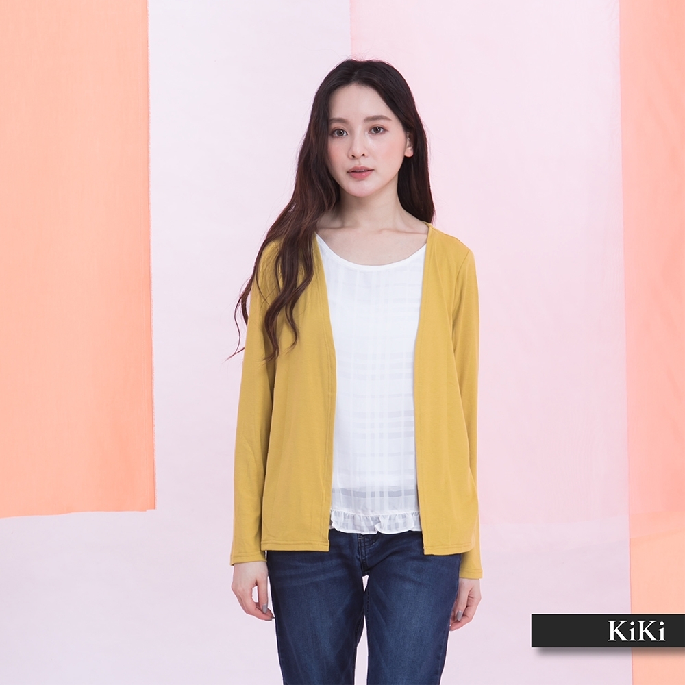 【KiKi】上班族假兩件式舒適-上衣(二色/版型合身)
