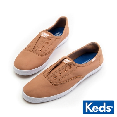 Keds CHILLAX 中性車縫皮革休閒鞋-棕 9223W133441