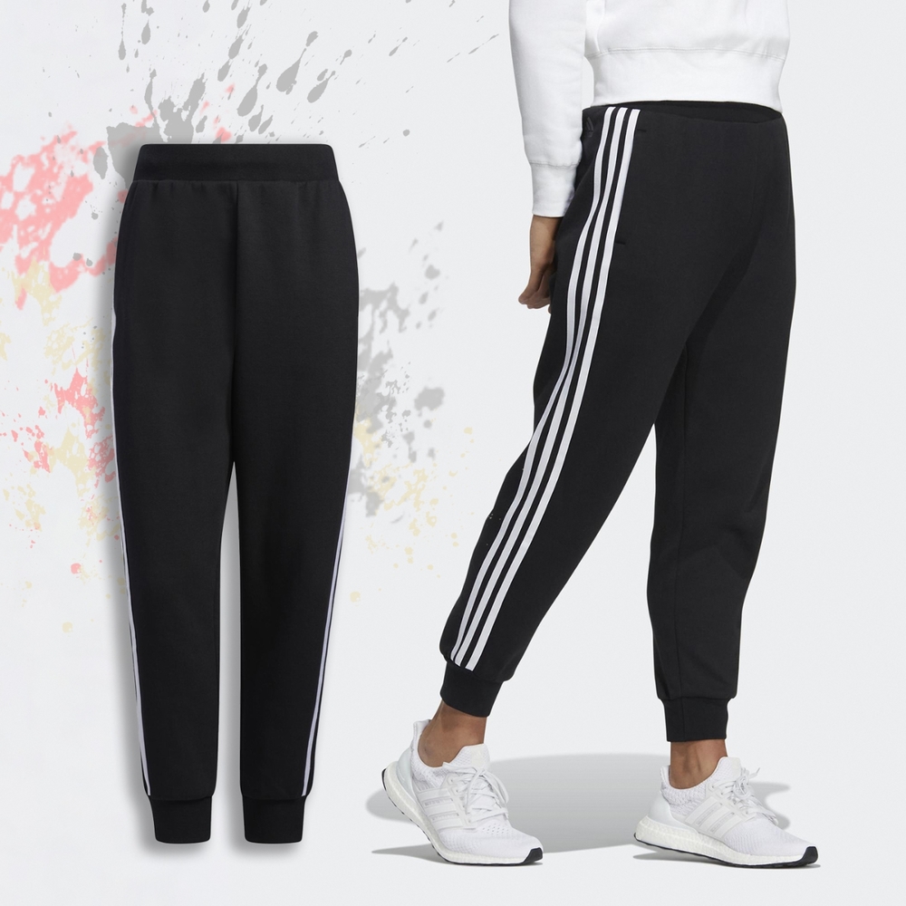 adidas 長褲 3 Stripes Pants 女款 黑 白 經典 基本款 褲子 休閒 縮口褲 三線 愛迪達 HM7068