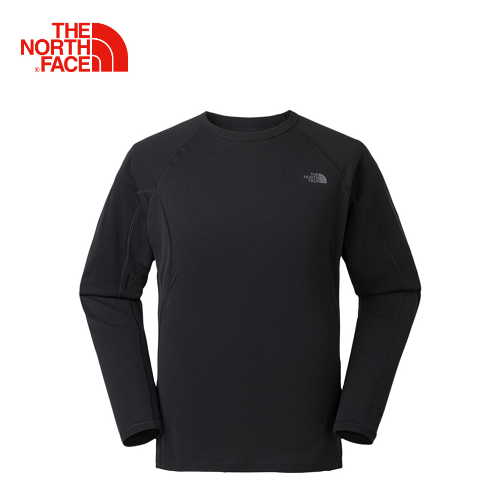 The North Face北面男款黑色吸濕排汗長袖T恤｜CL86KX7