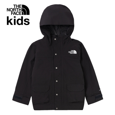 【The North Face 官方旗艦】北面兒童黑色防水透氣舒適保暖連帽羽絨內裡三合一外套｜8A3GKX7