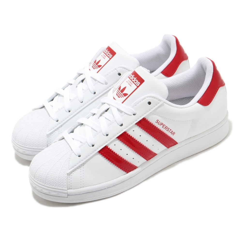 adidas 休閒鞋 Superstar 復古 低筒 女鞋 愛迪達 三葉草 愛心 貝殼頭 皮革鞋面 白 紅 FX8729