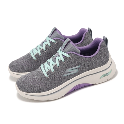 Skechers 休閒鞋 Go Walk Arch Fit 2 女鞋 灰 紫 輕量 緩震 回彈 健走鞋 運動鞋 125311GYLV