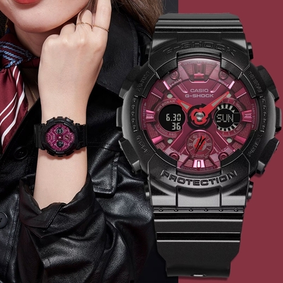 CASIO 卡西歐 G-SHOCK 勃根地酒紅系列 雙顯手錶 迎春好禮 GMA-S120RB-1A