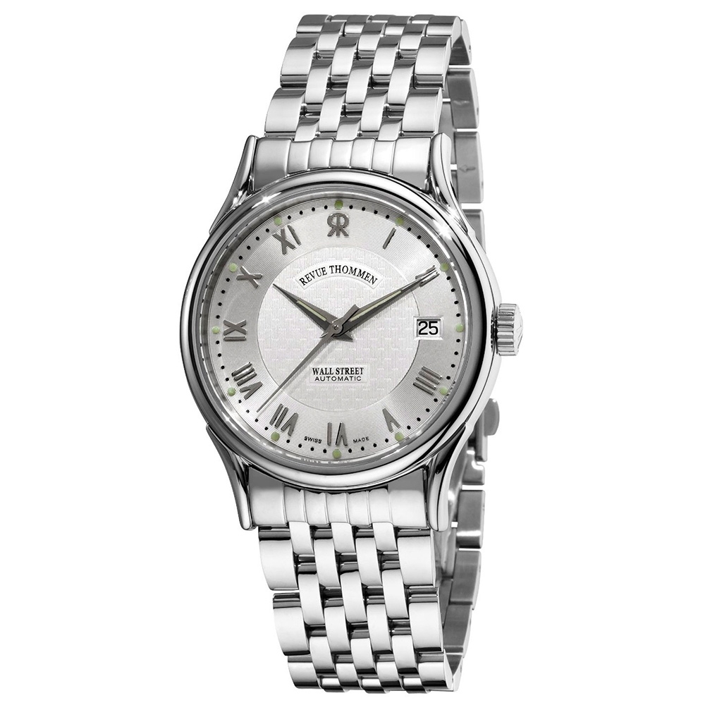 REVUE THOMMEN 梭曼錶 華爾街系列 自動機械腕錶 銀面x鍊帶/37mm  (20002.2132)