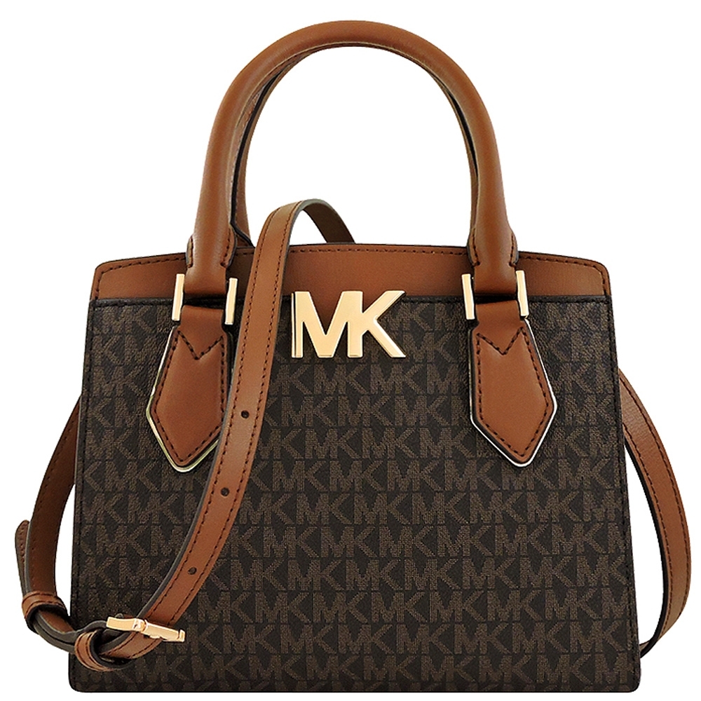 MICHAEL KORS Mott LOGO PVC手提/斜背兩用包(巧克力色)