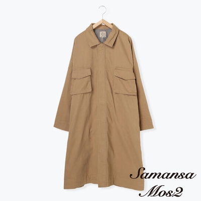 Samansa Mos2 廓形寬鬆口袋長版剪裁大衣外套