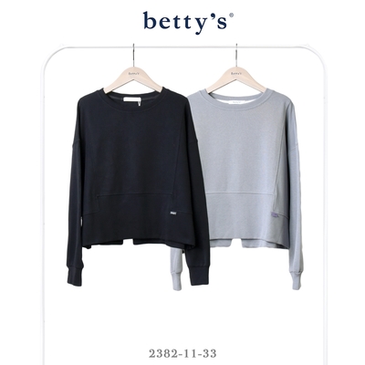 betty’s貝蒂思 微短版後開衩拼接圓領T-shirt(共二色)