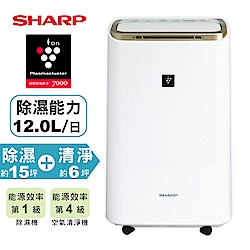 SHARP夏普 12L 1級自動除菌離子清淨除濕機 DW-L12FT-W