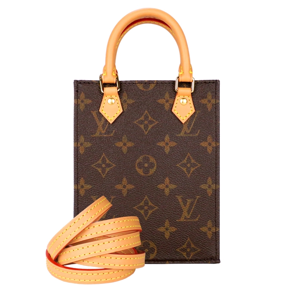 LOUIS VUITTON PETIT SAC PLAT 迷你手提斜背包(印花棕) | LV路易威登 | Yahoo奇摩購物中心