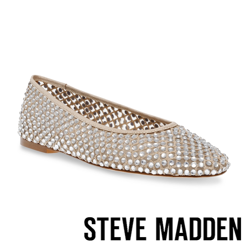 STEVE MADDEN-MARLI 鑽面網布透膚娃娃鞋-米色