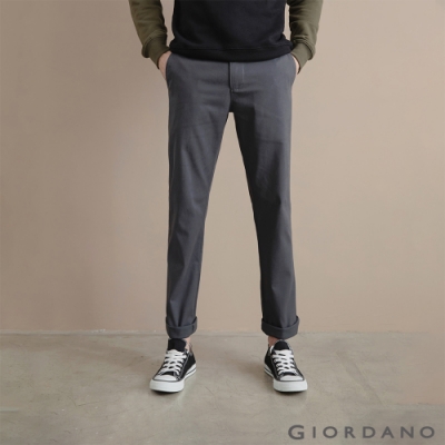 GIORDANO 男裝基本款錐形彈力卡其長褲 - 03 標誌灰