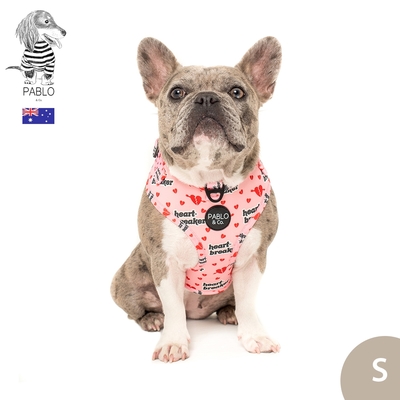 澳洲Pablo & Co 可調整式胸背帶 寵物胸背帶 狗狗胸背帶 粉紅生死戀 S