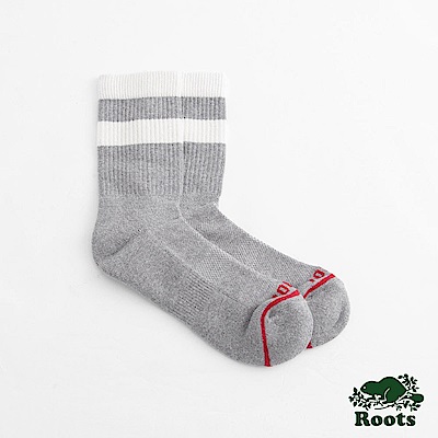 Roots配件- 經典條紋運動短襪 (男)-灰色