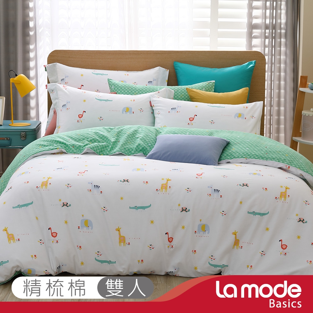 La Mode寢飾 童話迷宮100%精梳棉兩用被床包組(雙人)