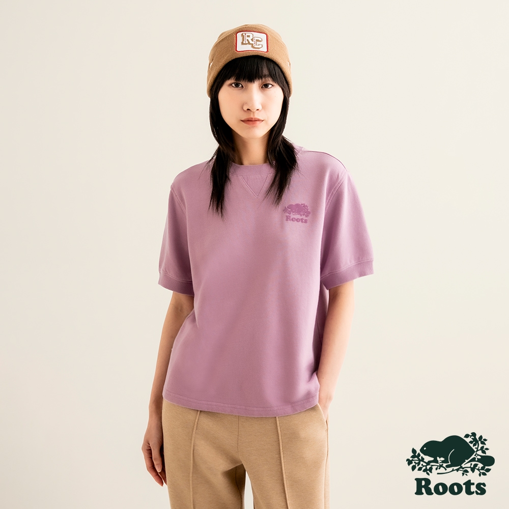 Roots 女裝- COOPER短袖圓領上衣-紫色
