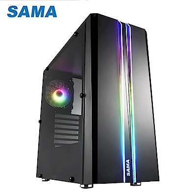 SAMA 先馬 SABD01 (B) 煥彩戰士 (黑) 透側 RGB 電腦機殼