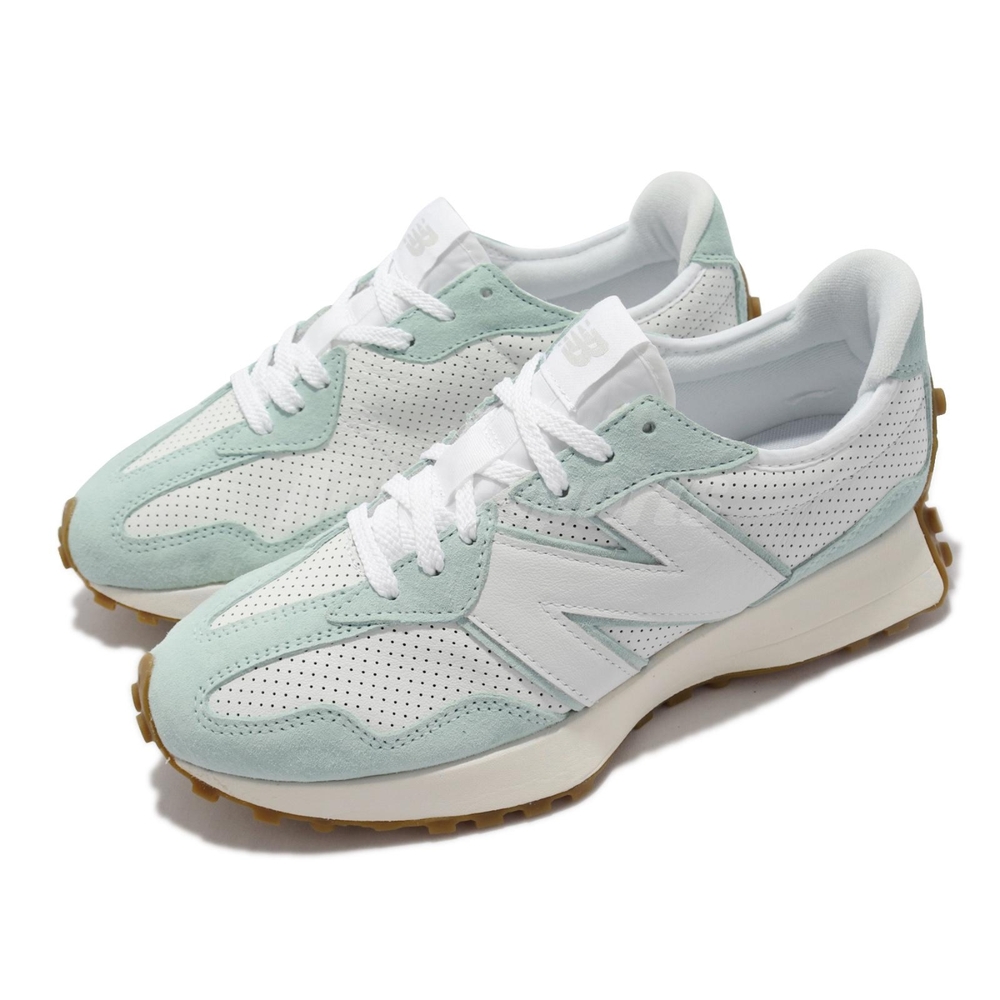 New Balance 休閒鞋 327 復古 N字鞋 男女鞋 紐巴倫 穿搭款 麂皮 皮革 異材質拼接 白 藍 MS327PP-D