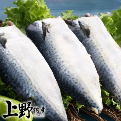 (滿額免運)【上野物產】宜蘭特選薄鹽鯖魚片 x1片(110g土10%/片)