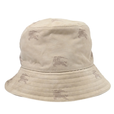 BURBERRY 經典戰馬印花復古刷色漁夫帽/遮陽帽(卡其)