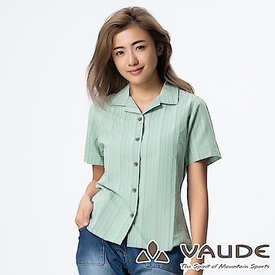 【德國 VAUDE】女款防曬吸溼排汗短袖條紋襯衫VA-06052綠條