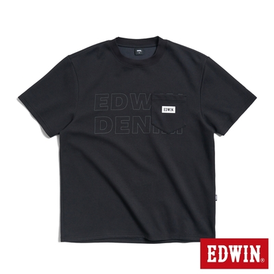 EDWIN 涼感吸濕排汗口袋寬版短袖T恤-男-黑色