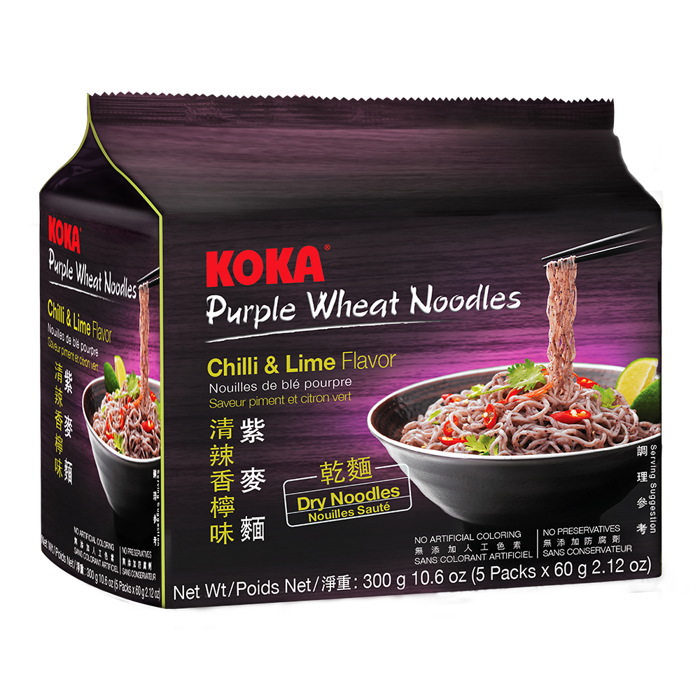 (即期品買一送一)KOKA紫麥麵-清辣香檸味x6袋(5入/袋)