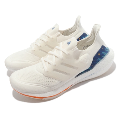 adidas 慢跑鞋 Ultraboost 21 襪套 男女鞋 愛迪達 襪套 透氣 避震 情侶款 運動 白 藍 GX8532