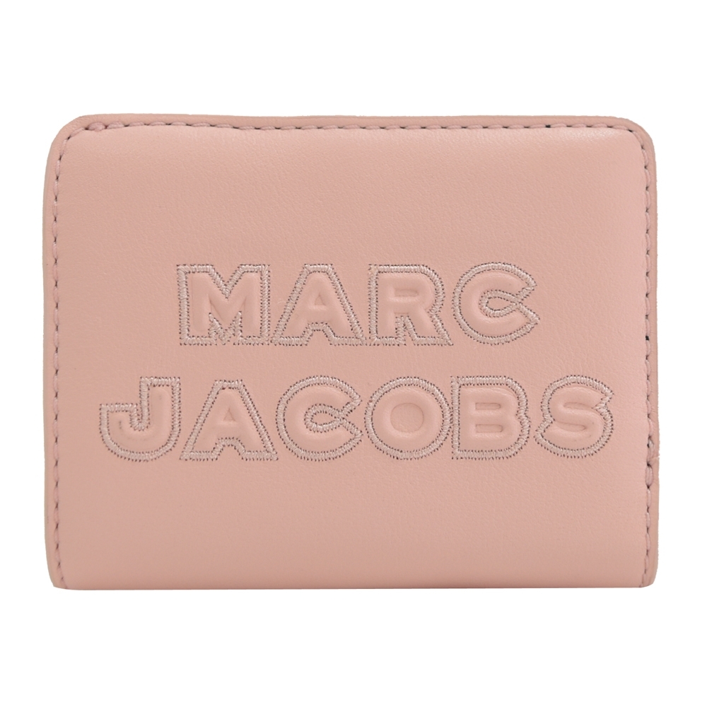 MARC JACOBS 立體LOGO牛皮釦式零錢短夾(淺粉)