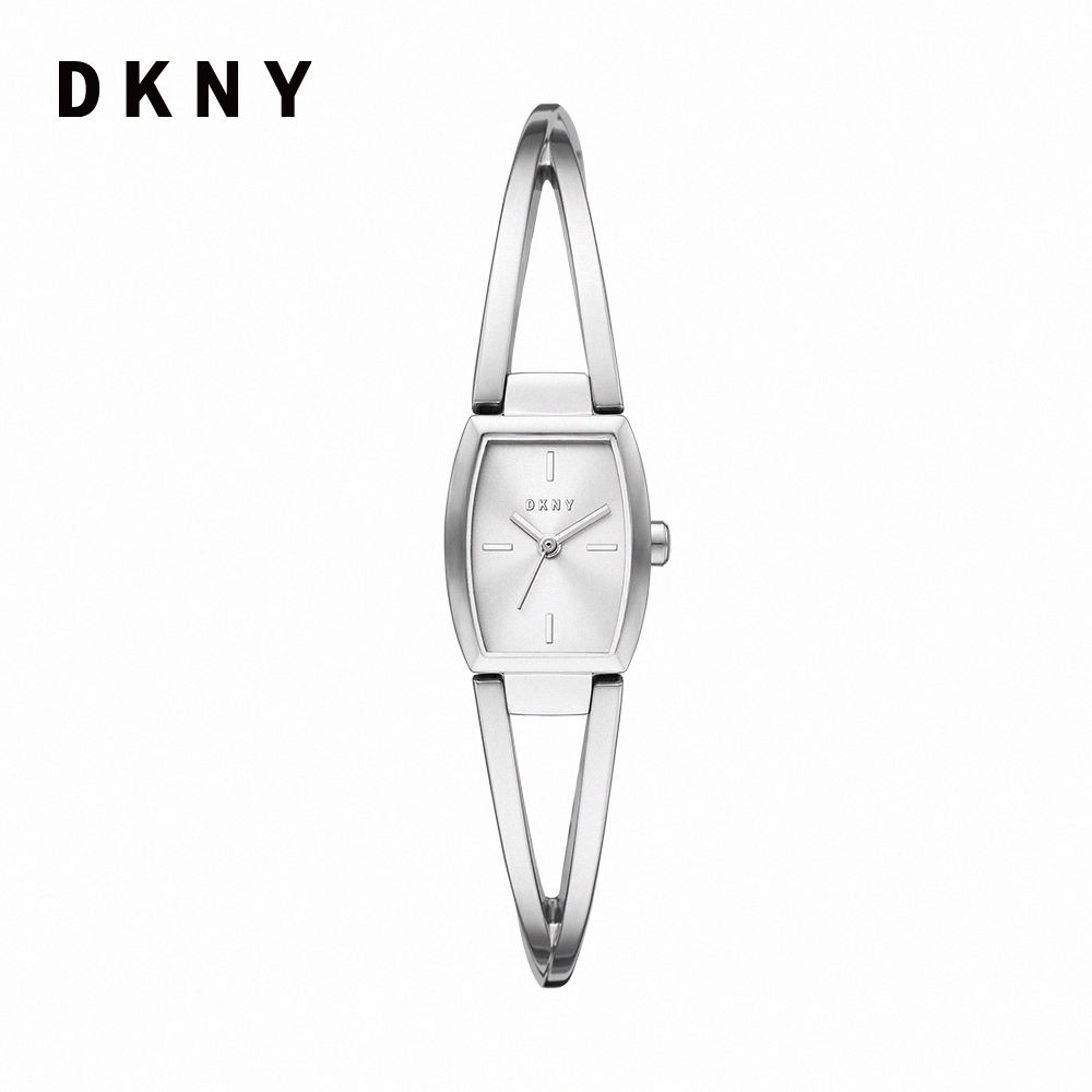 DKNY Crosswalk 經典交叉晶燦方錶不鏽鋼手腕錶 銀色不鏽鋼鍊帶 22MM NY2935