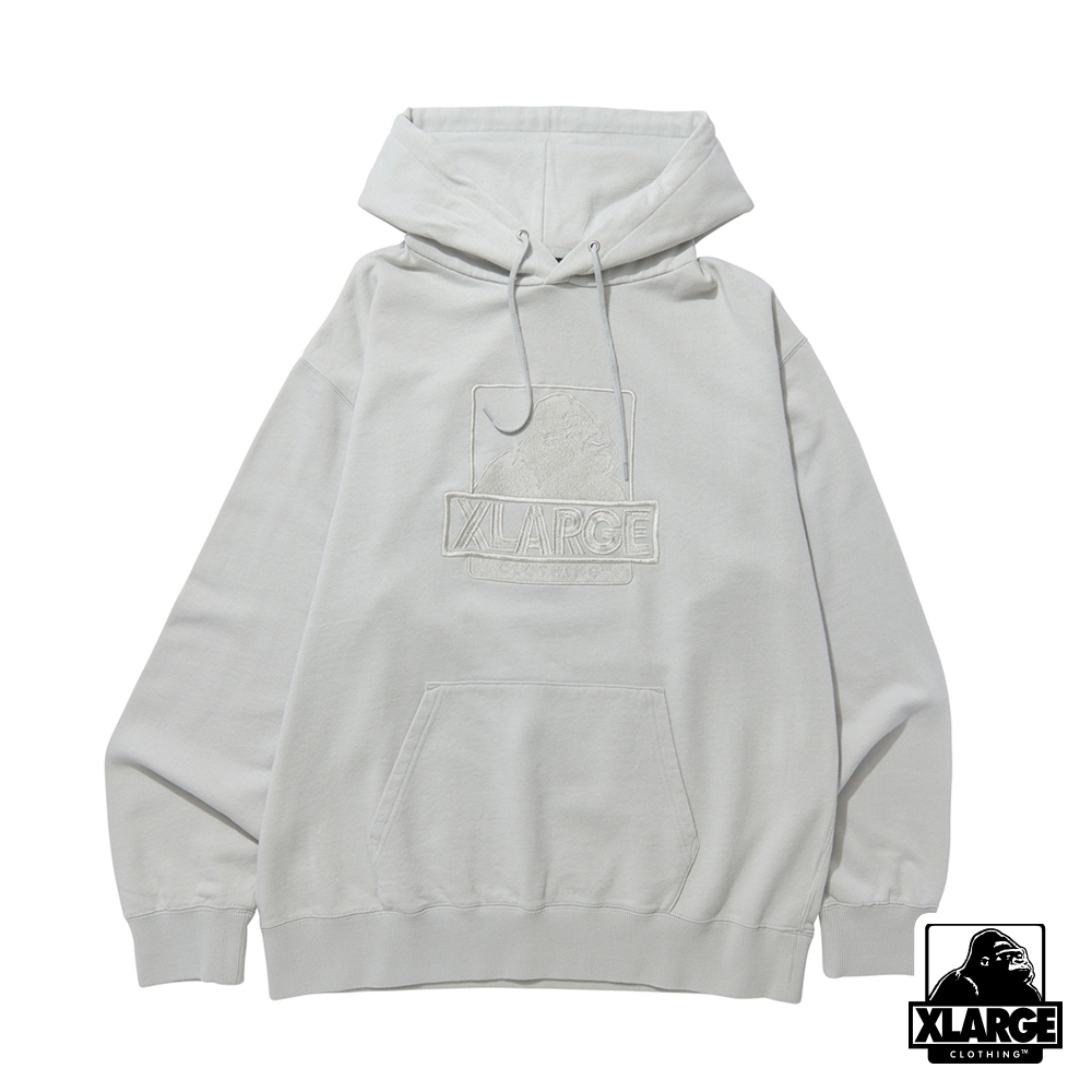 XLARGE EMBROIDERY OG PULLOVER 連帽上衣-銀灰