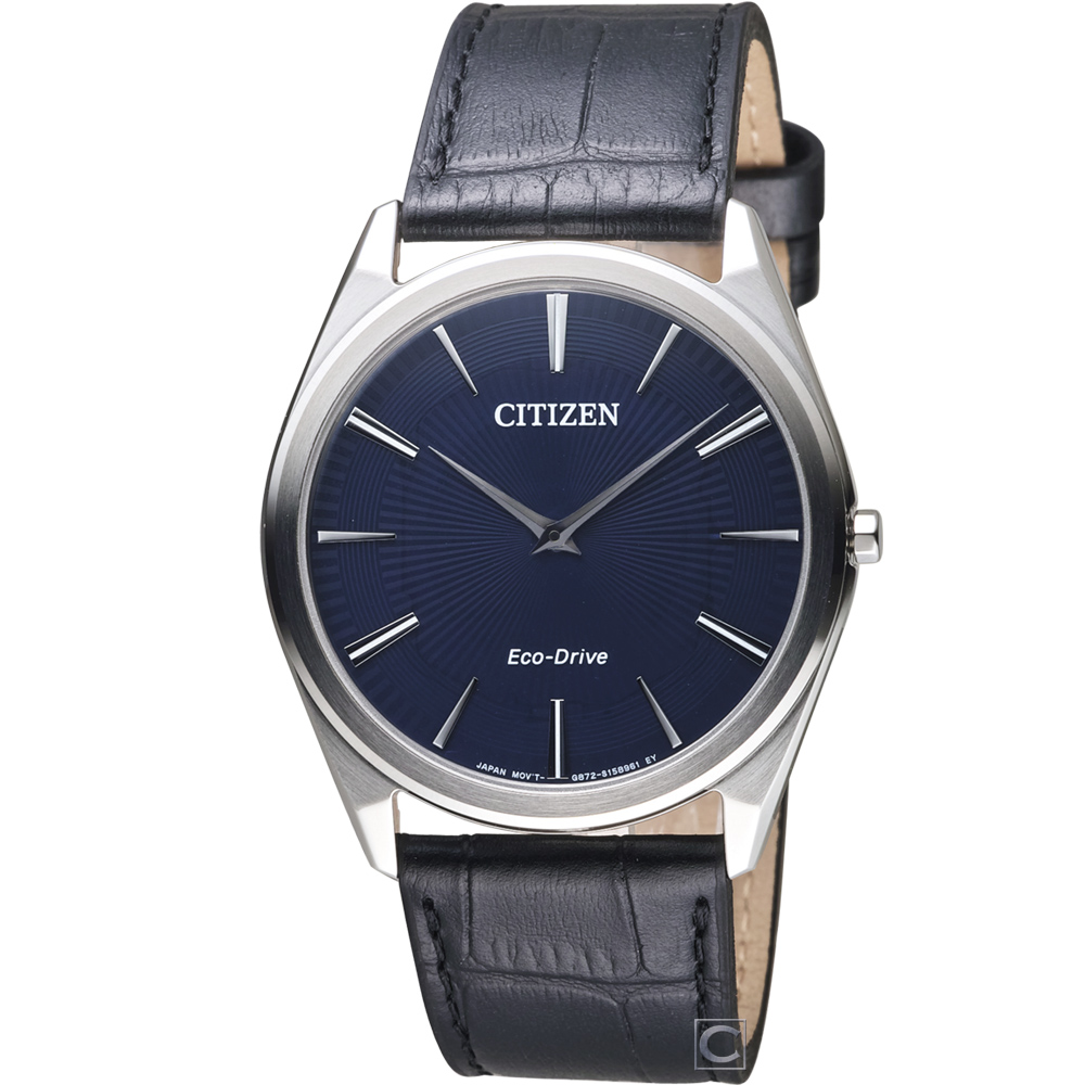CITIZEN 光動能超薄腕錶(AR3070-04L)39mm/藍色