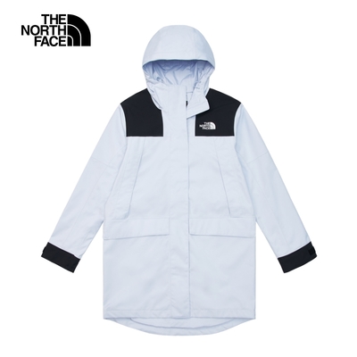 【The North Face 官方旗艦】北面女款藍色防水透氣可調節連帽衝鋒衣｜81RZI0E