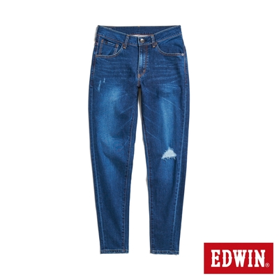 EDWIN 紅標 破壞窄管錐形牛仔褲-男-石洗綠