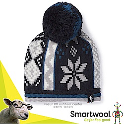 美國 SmartWool 兒童美麗諾羊毛冬日雪花毛帽_亮藍