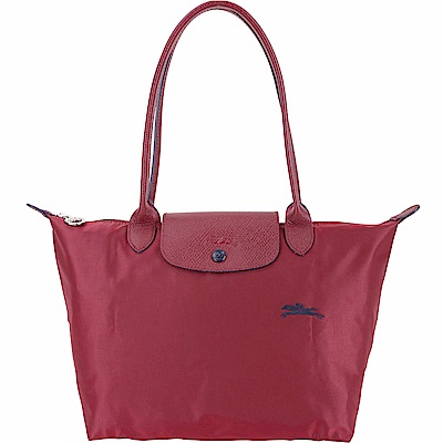 LONGCHAMP Le Pliage 小款 奔馬刺繡長提把水餃包(勃根地紅)