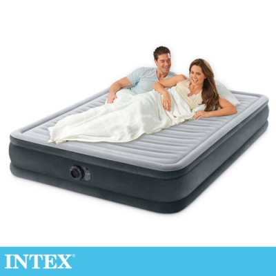 【INTEX】豪華型橫條內建電動幫浦充氣床-雙人加大-寬152cm(67769ED)