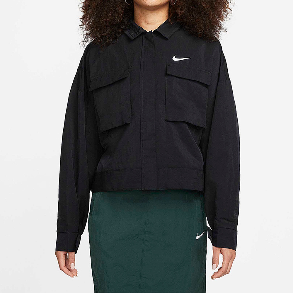 NIKE 外套 女款 夾克 運動外套 AS W NSW ESSNTL WVN JKT FIELD 黑 DM6244-010