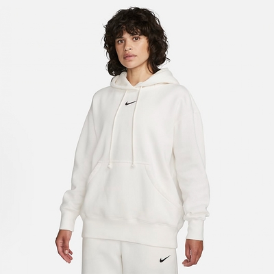 NIKE 上衣 女款 長袖上衣 帽T 運動 AS W NSW PHNX FLC OS PO HOODIE 白 DQ5861-133