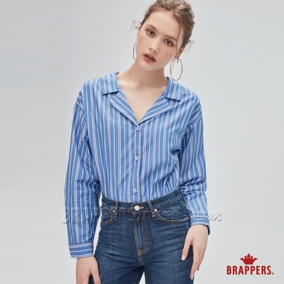 BRAPPERS 女款 典雅西裝領條紋襯衫-藍底白條