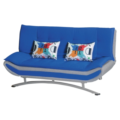 綠活居 卡婓爾時尚藍棉麻布沙發/沙發床(展開式機能設計)-194x120x46cm免組
