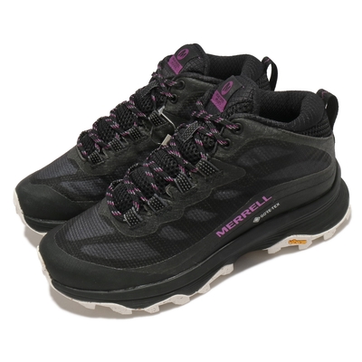 Merrell 戶外鞋 Moab Speed Mid GTX 女鞋 登山 越野 耐磨 黃金大底 防水 中筒 黑 白 ML135414