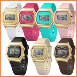 Ice Watch ICE DIGIT RETRO系列 復古金框矽膠電子錶 32mm-七色任選