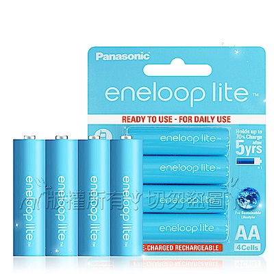 藍鑽輕量版 Panasonic eneloop lite 低自放3號充電電池(4顆入)