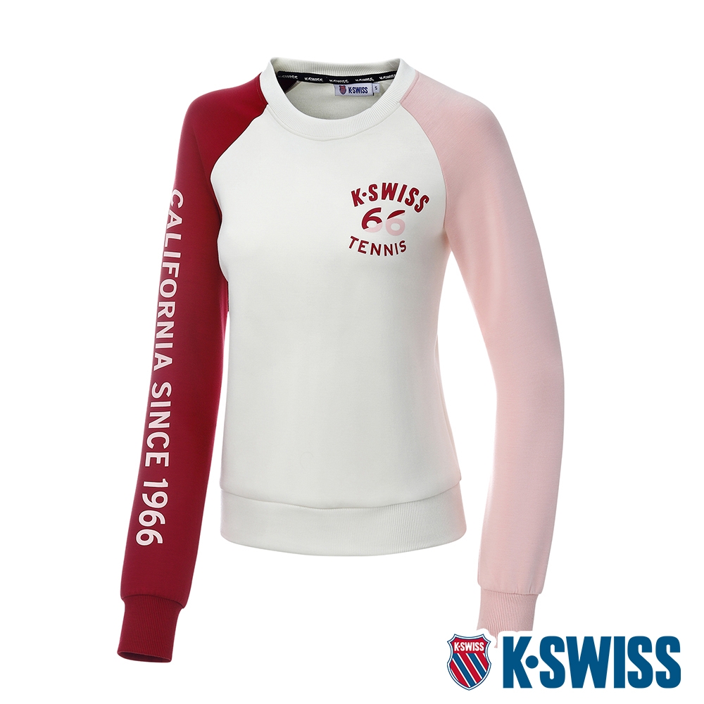 K-SWISS 2 Colors SL Sweatshirt拉克蘭長袖上衣-女-米白/蜜桃粉