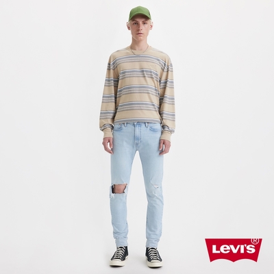 Levis 男款 上寬下窄 512低腰修身窄管牛仔褲 / 破壞加工淺藍刷色水洗 / 彈性布料