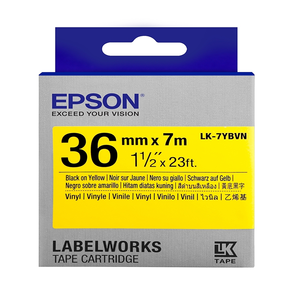 EPSON C53S657411 LK-7YBVN產業標籤帶耐久型(寬度36mm)黃底黑字