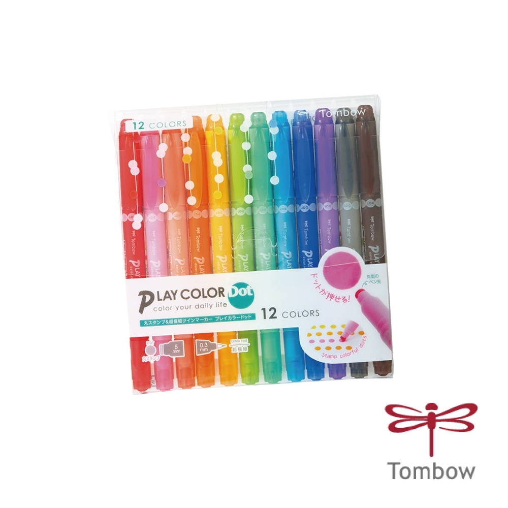 TOMBOW 蜻蜓 書寫系 PLAY color DOT 雙頭點點彩色筆12色
