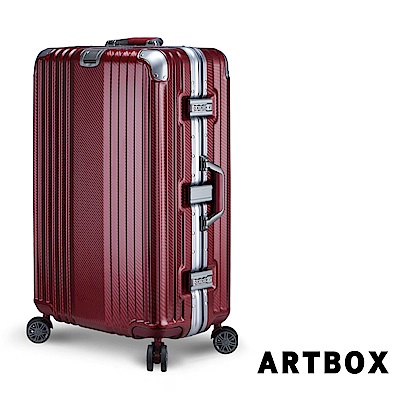 【ARTBOX】法式圓舞曲 29吋編織格紋海關鎖鋁框行李箱(酒紅色)